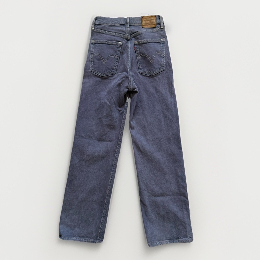 Levis Ribcage Straight Jean Size W24 L27 Gray High Rise Button Fly Cropped Retro - Picture 2 of 13